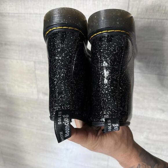 Dr. Martens Black Patent Leather Glitter Side Zip Boots 1460 J Size 5 Women - Picture 4 of 7